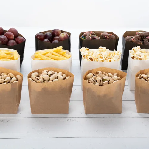 Vista 9 de Restaurantware Bag Tek - Bolsas de papel de 3.9 x 2.3 x 3.8 pulgadas para aperitivos, 100 bolsas de papel pequeñas para alimentos, bolsas