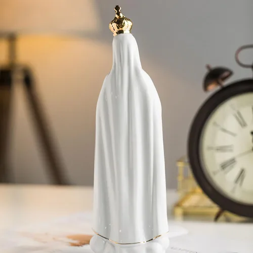 Vista 3 de Figura de Nuestra Señora de Fátima, Estatua de la Virgen María, Estatua Religiosa de Cerámica, Escultura Católica Decoración Cristiana Regalo