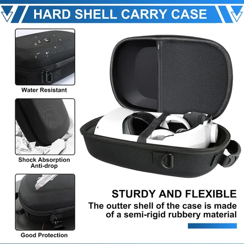 Vista 4 de Funda de viaje para realidad virtual Oculus Quest 2 con correa para el hombro bolsa de viaje para MetaOculus Quest 2 Elite accesorios de auriculares