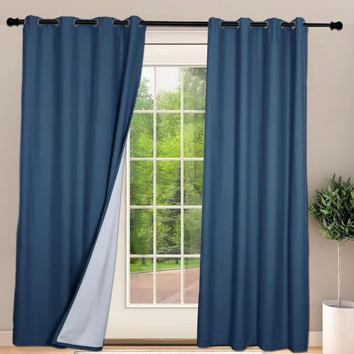 Vista 46 de Frelement Cortinas opacas extralargas de 108 pulgadas de largo, para sala de estar, cortinas de lino con bloqueo de luz, cortinas con aislamiento