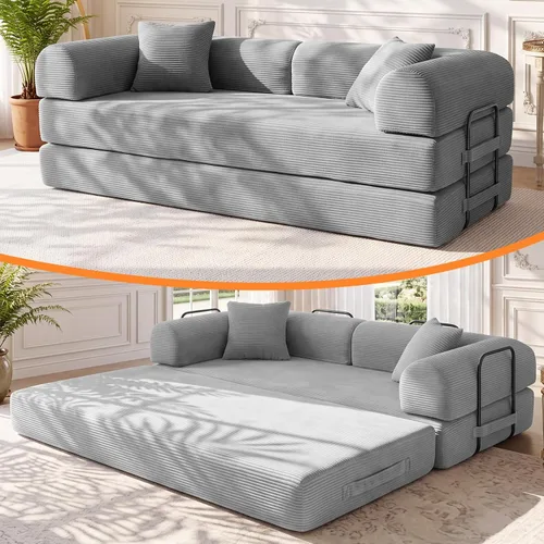 Vista 17 de Sofá cama de espuma viscoelástica de 79 pulgadas, futón convertible con reposacabezas alto, sofá sin hueso Negro