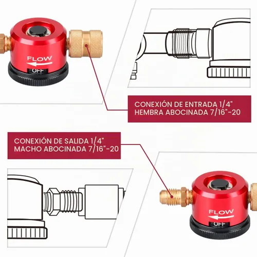 Vista 4 de Herramienta de purga de nitrógeno para HVAC, regulador de flujo de nitrógeno de entrada de 50 PSI, regulador de nitrógeno de latón duradero