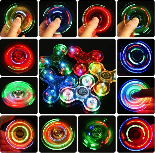 Vista 3 de SCIONE Paquete de 5 juguetes giratorios con luz LED, juguetes sensoriales que brillan en la oscuridad para niños, juguetes antiestrés para aliviar