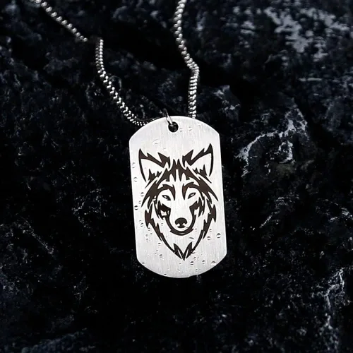 Vista 5 de TURTLEDOVE Collar de lobo de acero inoxidable - I am Wolf Fans of Dog Tag Jewelry - Colgante nórdico Fenrir de amuleto escandinavo nórdico