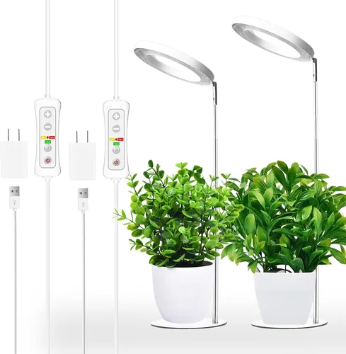 Vista 10 de yadoker 72 LEDs Luz de cultivo de plantas para plantas de interior, Luz de escritorio de aluminio con grano de madera de nogal LED, Altura