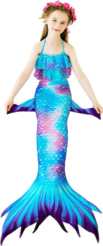 Vista 5 de Conjuntos de sirena de natación para niños, disfraz de sirena para niñas