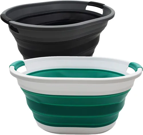 Vista 14 de SAMMART Cesta de lavandería de plástico plegable de 32L (8.4 galones) - Contenedor/organizador de almacenamiento plegable - Tina de lavado portátil