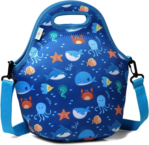 Vista 10 de VASCHY Lonchera para niños, bolsa de almuerzo ligera de neopreno para niños pequeños y niñas a la escuela, guardería, jardín de infantes, unicornio