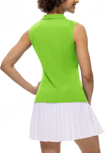 Vista 4 de JACK SMITH Camisetas de tenis de golf sin mangas para mujer, cuello en V, cuello de solapa, deportivas, sin mangas