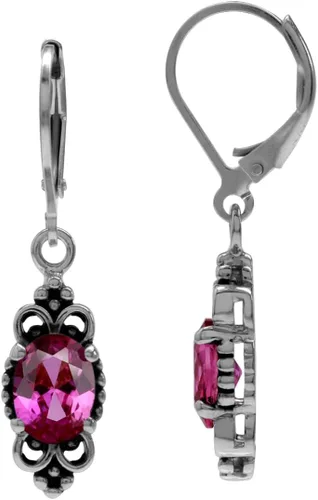 Vista 12 de Silvershake - Aretes de plata de ley 925 con piedra natal ovalada, 8 x 6 mm, acabado antiguo o bañados en oro amarillo, estilo balinés, con cierre