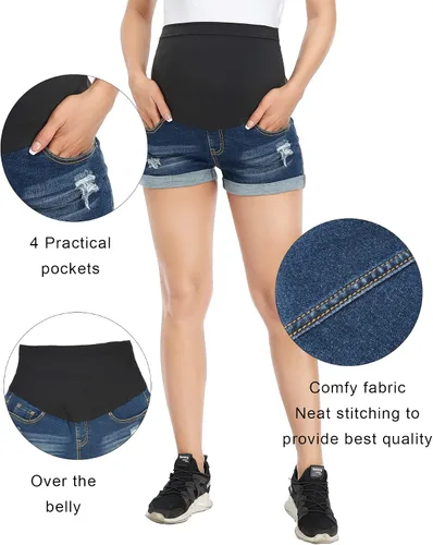 Vista 2 de POSHGLAM Womens Maternity Shorts Over Belly Workout Running Casual Summer Pregnancy Shorts