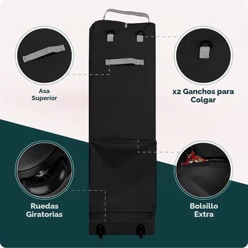 Vista 5 de Handy Laundry - Bolsa de Almacenamiento con Ruedas para Árbol - Para Árbol de Navidad Artificial de 7.5 Pies, Bolsa con Cremallera, Asas de Negro