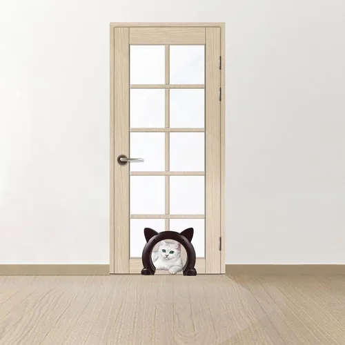 Vista 3 de DOITOOL Portal de puerta para gatos integrado para mascotas para puertas interiores, plástico ABS resistente a la intemperie, túnel de paso seguro