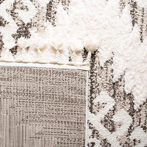 Vista 2 de SAFAVIEH - Alfombra de acento de la colección de borlas marroquíes Shag - 2'3" x 4', marfil y marrón, estilo bohemio, no suelta pelo y de fácil