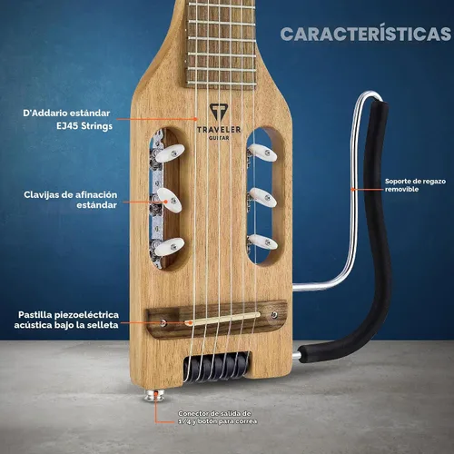 Vista 2 de Traveler Guitar Guitarra clásica ultraligera de 6 cuerdas, derecha, caoba (ULN MHSBW)