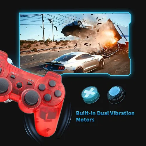 Vista 8 de Rzzhgzq 2 Pack PS3 Wireless Controller P3 Controller Wireless Bluetooth Gamepad with USB Charger Cable for PS3 Console (Clear Blue+Clear Red)
