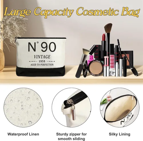 Vista 3 de YeohJoy Regalos de 90 cumpleaños para mujeres, bolsa de lona para viaje, regalos únicos de 90 años para esposa, hermana, mamá, tía, amigos, ella