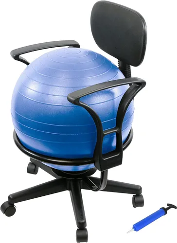Vista 12 de CanDo Silla de bola de metal – Silla de bola de ejercicio ergonómica inflable con bomba de aire para el hogar, la oficina y el aula Rojo