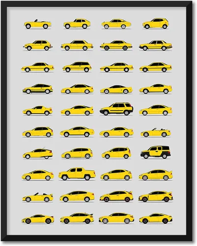 Vista 9 de Custom Car Posters Póster hecho a mano compatible con Honda Evolution Print Wall Art Décor Best Honda Generations - Azul brillante, impresión