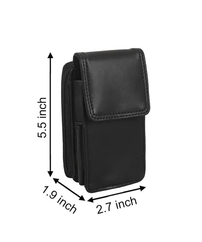 Vista 3 de Leatherboss - Estuche de cuero para cigarrillos con soporte para encendedor y bolsillo con cremallera (negro)