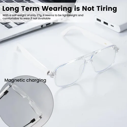 Vista 2 de Gafas inteligentes para mujeres y hombres, protección UV contra la luz azul, lentes inteligentes de control de voz con micrófono y altavoces
