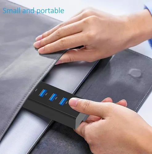 Vista 7 de Extensor divisor de concentrador USB 3.0 de 7 puertos, adaptador multipuerto de 5 Gbps SuperSpeed con cable para laptop, PC, MacBook, Mac Pro/Mini