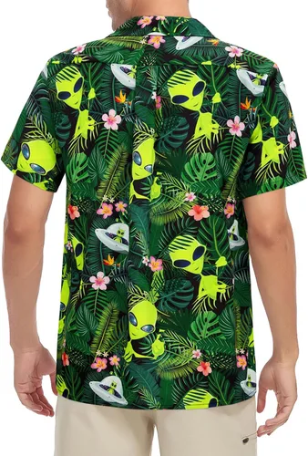 Vista 82 de Camisa hawaiana para hombre, con estampado floral, cómoda, con botones, casual, manga corta, ropa de playa para hombre