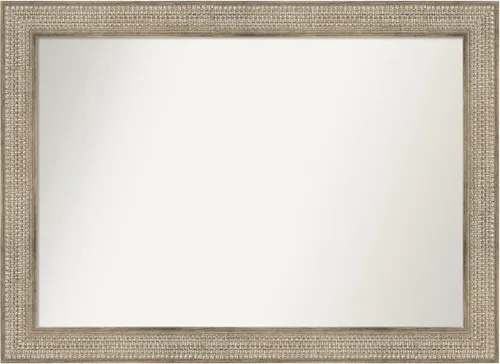 Vista 159 de Amanti Art Espejo de baño plateado para sobre fregadero, 26 x 26 pulgadas, espejo cuadrado de níquel pulido, marco de madera tradicional mediano, se