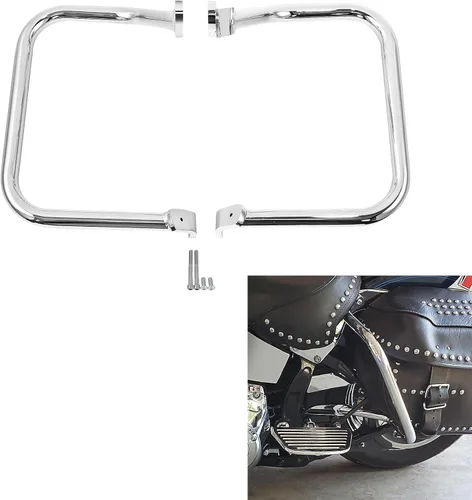 Vista 10 de XMT-MOTO Protector de alforja trasera para los modelos Harley-Davidson FLST y FLSTC 2000-2017 y FXST FXSTB y FXSTS 2000-2005 Negro