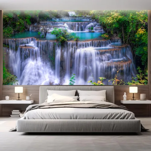 Vista 109 de wall26 Mural de pared extraíble mural de pared cascada escénica luz del sol río bosque naturaleza vida silvestre fotografía realismo paisaje rústico