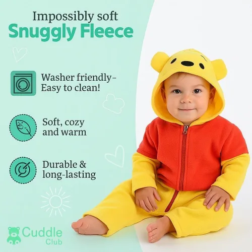 Vista 14 de Enterizo de vellón para bebé, rómper de una sola pieza con capucha para niños, ropa para exteriores, chaqueta infantil