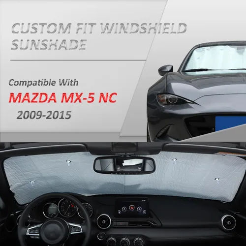 Vista 3 de Parasol para parabrisas de automóvil para Mazda MX-5 NC 2009-2015 plegable, protector solar de poliéster reflectante, bloquea el calor