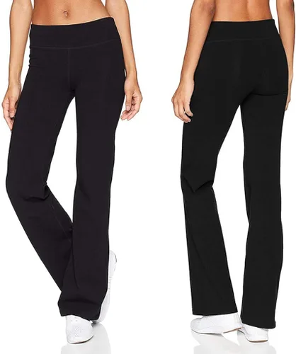 Vista 7 de OUDLLY Pantalones para mujer sólidos anchos pantalones delgados pantalones de yoga caderas pierna mujer casual deportes sueltos color pantalones