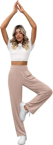 Vista 5 de Neer 2 piezas de pantalones deportivos de yoga de pierna ancha para mujer, pantalones de descanso de cintura alta, pantalones de entrenamiento