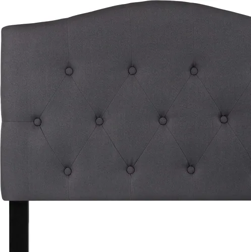 Vista 8 de BizChair Cabecero tapizado capitoné tamaño individual en tela gris oscuro