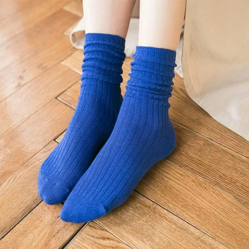 Vista 5 de Calcetines casuales de algodón para mujer, paquete de 3 calcetines básicos de color puro, suaves y cómodos