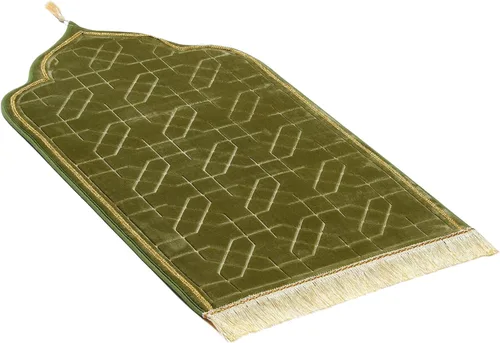 Vista 10 de Alfombra de oración musulmana, alfombra Janamaz Sajada de terciopelo suave para niños, hombres y mujeres, alfombra de oración portátil con borla