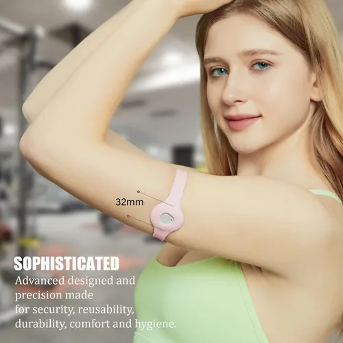 Vista 2 de Divoti CGM Sensor Cover Armband, Dexcom G7 - Rosa Bebé Adhesive-free silicone glucose monitor patch protector, hypoallergenic, adjustable trim to
