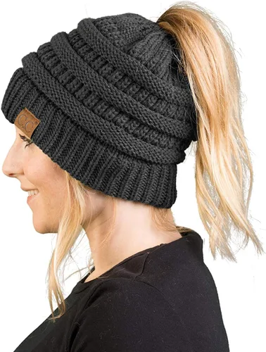 Vista 157 de Funky Junque - Gorro para mujer con ranura para cola de caballo