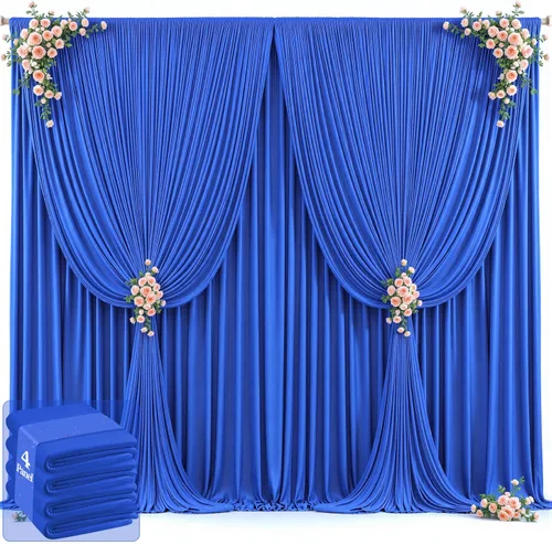 Vista 43 de 20 pies x 12 pies Cortinas de Telón de Fondo Azul Bebé Sin Arrugas para Bodas y Fiestas, Telón de Fondo de Tela Azul, Cortinas para Bodas
