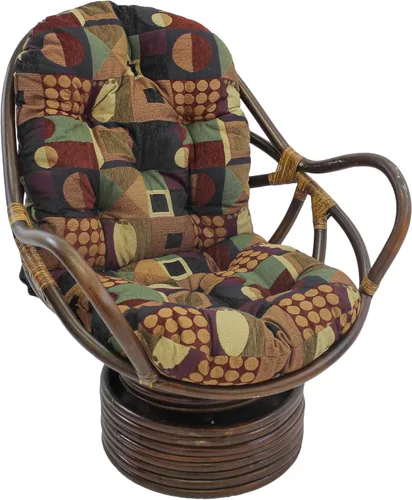 Vista 3 de Blazing Needles Cojín de chenilla jacquard estampada para silla mecedora giratoria, 48" x 24", Antiquity Antigüedad