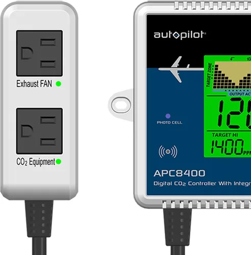Vista 2 de Hydrofarm Controlador digital de CO2 de piloto automático con sensor integrado y cable de alimentación de 5 pies para invernadero y jardinería