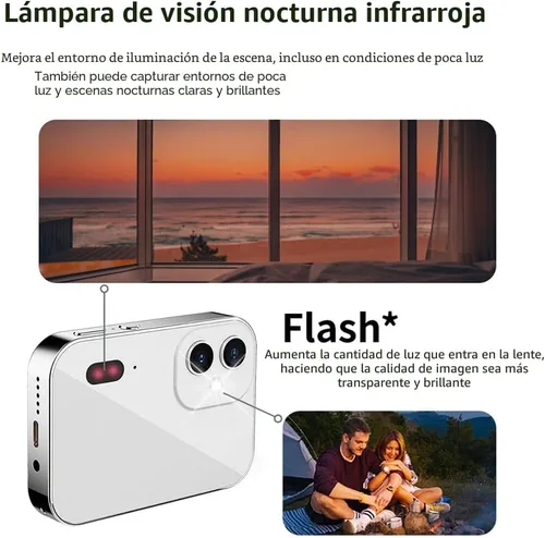 Vista 6 de Cámara Digital 4K CCD de 64MP con Video Flash Digital, Cámara con Pantalla Táctil, Zoom Digital 16X, Visión Nocturna IR, Blanca