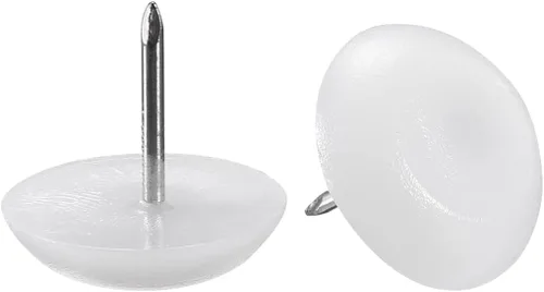 Vista 6 de uxcell Pies de muebles Uñas de plástico Glide Uñas Silla Patas de Mesa Protector Pad 0.551 in Dia Blanco 40pcs