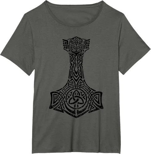 Vista 9 de Thor's Hammer Mjolnir - Camiseta de mitología nórdica vikinga, Gris