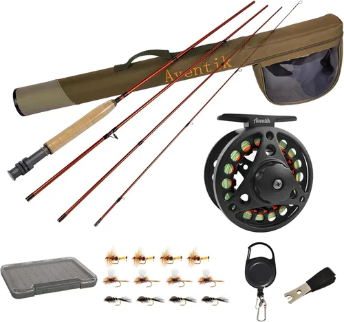 Vista 7 de Kit de Combo de Pesca con Mosca Extreme Aventik 0/1/2/3/4/5/6 Peso, Kit de Cañas de Pescar y Carrete de Mosca para Principiantes con Una Funda