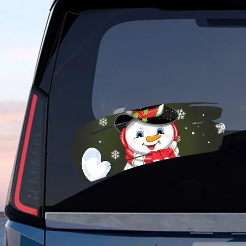 Vista 48 de Pegatina Navideña de Papá Noel Asomado, Lindas Pegatinas de Venado y Muñeco de Nieve para Ventana, Adhesivos para Parachoques de Coche, Adornos