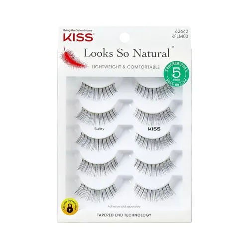 Vista 18 de KISS Looks So Natural - Pestañas postizas, ligeras y cómodas, tecnología de extremo ahusado, reutilizables, libres de crueldad, compatibles