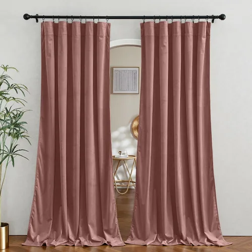 Vista 64 de RYB HOME Cortinas opacas de terciopelo para dormitorio, aislamiento térmico, privacidad, luz solar, bloqueo de calor, cortinas lujosas con bolsillo