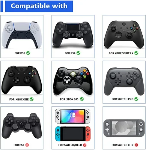 Vista 2 de Tapas de agarre para pulgar compatibles con el controlador Nintendo Switch Pro, tapas de silicona analógicas para controlador PS54, agarres